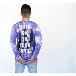 Jurassic Park Tie-Dye Long Sleeve Shirt With T-Rex & "Hold On To Your Butts" Des